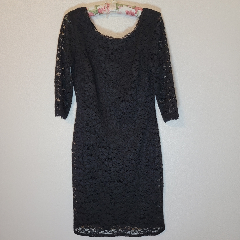 Shelli Segal Laundry Lace Little Black Dress Sz 8